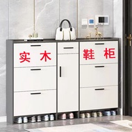 [Solid Wood Shoe Cabinet]Door Shoe Cabinet Household Ultra-Thin Shoe Cabinet Door Shoe Cabinet Large