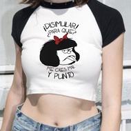 Mafalda crop top gothic  2025 vintage  shoujo girl style Streetwear Aesthetic Grunge cute woman clot