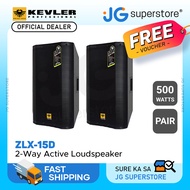 KEVLER ZLX-15D 15" 500W 2-Way Full Range Active Loud Speaker (PAIR) with LCD Display and Class D Amplifier, Built-In USB Port and Bluetooth Function, Mic Line, RCA and XLR I/O and DSP Preset Modes | JG Superstore