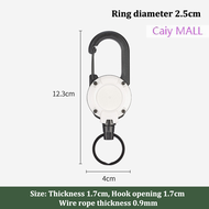 Caiy MALL พวงกุญแจเชือกลวดยืดหดได้กลางแจ้ง, พวงกุญแจรีลแบบยืดหดได้พร้อมพวงกุญแจสายเคเบิลเหล็กเครื่องมือพับเก็บได้