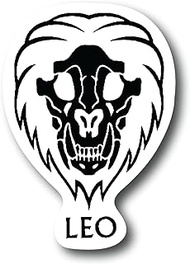 Leo 3 Inch Waterproof Decal Sticker Zodiac Astrology Signs Horoscope Chakra Creepy Skeleton Gothic Goth Grunge Halloween Castle Skull Animal Karma Ouija Spooky Tarot Oracle Palm Psychic Birth Month