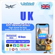 UK eSIM | 10 days of daily data | High-speed 4G/5G | Instant QR code sending | eSIM travel data plan