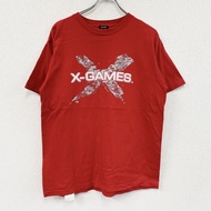 X-GAMES 短袖印花T卹，大號Logo，RED， M碼，古著