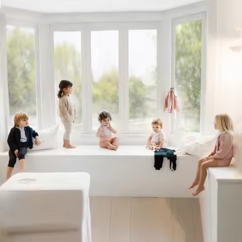 Ali Layette SS26 Ribbed Cotton Navy Beige Light Pink And Pink Silas Siblings Matching Clothe