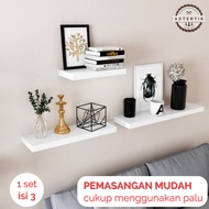 [Pack of 3] Minimalist Aesthetic Wall-Mounted Shelf Without Drilling Rak Buku Rak Dinding Rak Serbag
