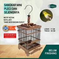 Sangkar kotak mini kayu jati  pleci Kolibri mentahan