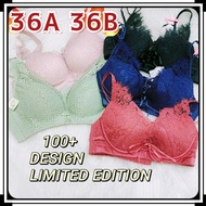 36A 36B 100+ DESIGN KOREAN LACE Floral  STYLE bra ,smooth baju dalam Lace 3/4 Coverage 36AB 80A  80B