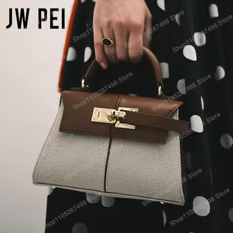 JW PEI Elise Women's Genuine Leather Top Handle Bag Trapezoid Satchel Crossbody Purse Elegant Should