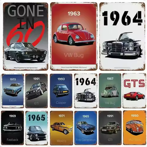Vintage Car Decoration 80s GTI Sports Classic Car Metal Aluminum Sign Plaque Garage Man Cave Living 