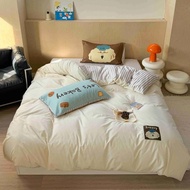 Cute Pup 100% Washed Cotton Duvet Cover Set Pure Cotton Skin-friendly Bedding Set Soft Comfortable Q