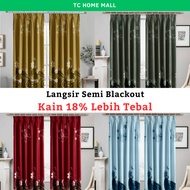 Langsir Tingkap Pintu Bilik Dapur Curtain Sliding Door Murah Hook Cangkuk Semi Blackout Tirai 1 2 3 