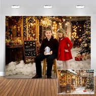Christmas Tree Street Hot Cocoa Shop Backdrops Child Baby Photo Prop Adult Kids Decors Street View P