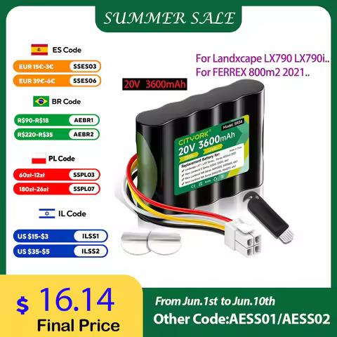 20V 3600mAh Replacement Battery for Landxcape LX790 LX790i LX792 LX795 LX796 LX797 LA0001 LA0002 for