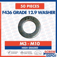 50PCS F436 Grade 12.9 Flatwasher / FW Hi Tensile / High Tensile HT Flat Washer / Screw Depot