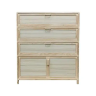 "Buy now"ตู้รองเท้าอะลูมิเนียม 4 ชั้น EIFFEL CALINA รุ่น KTAC7501-4 ขนาด 82 x 33 x 93 ซม. สีลายไม้*แ