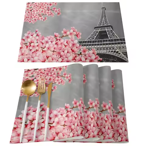 1-Piece [Paris Love] Eiffel Tower Print Placemat, Washable, Home Placemat