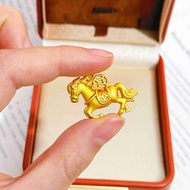 916 gold Coin Horse Pendant /Gold Immediately Rich Zodiac Horse Lucky diy charm gold 916