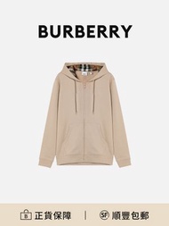 BURBERRY男士淺褐色格紋連帽拉鏈長袖夾克外套[平行進口]