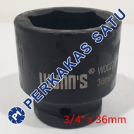 MATA 3/ 4" X 36MM WYNNS IMPACT SOCKET 36 MM BLACK WYNN'S