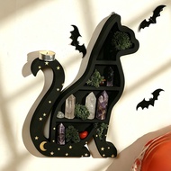 Cat Wooden Wall Crystal Storage Shelf Home Decoration Crafts Ornament for Airbnb Gift