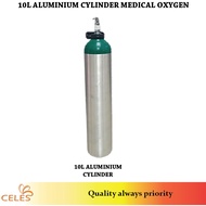 10L Aluminium Medical Oxygen Cylinder FULL SET c/w Regulator, Trolley, Nasal or Mask   FREE Thermome