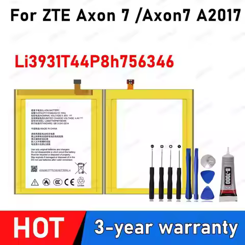100% New High Quality Li3931T44P8H756346 Battery For ZTE Axon 7 Axon7 A2017 BA2017 5.5 inch Replacem