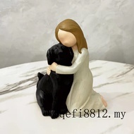 New Girl Hug Dog Decorations Decoration Design Resin Home Dog Lovers Commemorative Gift Decoration