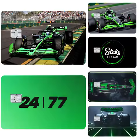 Stake F1 Team Kick Sauber Stickers 4pcs PVC Card Skin Stickers for Bank Card Bus Metro Card Case Dec