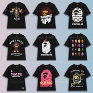 Baju T-SHIRT Bape A Bathing Ape Print Graphic Tee Unisex Baju T Shirt Lelaki 100% COTTON