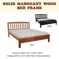 HAILEE Mahogany Solid Wooden Queen / King Size Bed Frame In Cherry &amp; Walnut Color