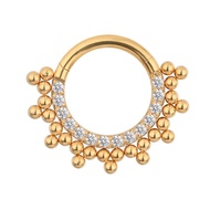 [Kcfb] ASTM F136 Titanium pierc khuyên mũi với CZ bezel hình cầu Cánh Vòng phân đoạn đoạn có khớp nố