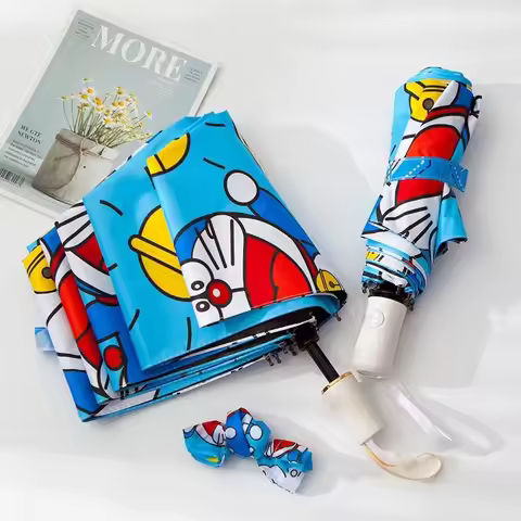 Doraemon sun umbrella cute cartoon personality creative fashion folding thickened sunscreen sunshade