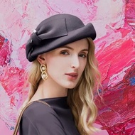 ฤดูใบไม้ผลิผู้หญิงแฟชั่นหมวกขนสัตว์สำหรับคริสตจักรฤดูหนาวที่สง่างามสาวสีดำหมวกเบเร่ต์ฝรั่งเศสหมวกสุภ