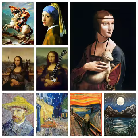 Famous Painting Mona Lisa Diamond Painting Arts Embroidery 5d Diy Mosaic Van Gogh Picasso Cross Stit