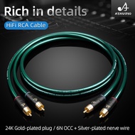 One Pair ATAUDIO HIFi RCA Cable High Quality OCC and silver plated core With Carbon Fiber RCA Plug Cable RCA Cable