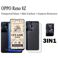 (3in1) OPPO Reno 8Z 8 Z Ceramic Tempered Glass Screen Protectors + camera film + back film For OPPO Reno 8 8 pro Reno 7 6 5 7z 6z 8z Frosted ceramic Soft film