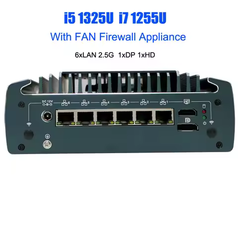 Firewall Appliance Soft Router Mini PC Intel i5 1235U i7 1255U 6 Port 2.5GbE I225 DDR4 HDMI2 1 DP1 4