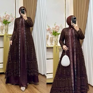 Nadira Dress Busui Bahan Organza Bordir Dengan Detai Payet Mote Gamis Pesta Baju Kondangan Mewah Ter