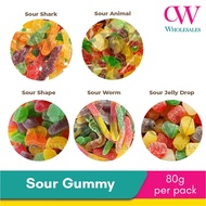 Sour Gummy 80g Sour Shark Sour Shape Sour Animal Sour Snake Sour Jelly Drop Gummy Sweets Candy