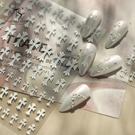 Iron embossed three-dimensional cool and minimalist cross Chrome Hearts nail art sticker creativity 