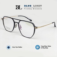 Gọng Kính Cận, Kính Giả Cận TITANIUM Cao Cấp Nam Nữ, Mắt Vuông To Khung Ngang, Lịch Sự, Sang Trọng, 
