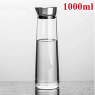 1/1.5L Glass Water Bottle with Stainless Steel Lid Outdoor Protable Large Capacity Straight Drinking