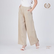 C&D - Linen Premium Palazzo pants กางเกงผู้หญิง ขายาว ทรงตรง สีกากี C9Y5KO