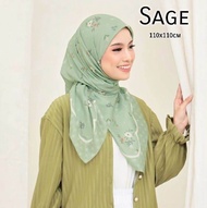 Hijab Segiempat Motif Lily Warna Pink Olive Sage Hitam Lavender