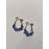 Raw Blue Kyanite earring蓝晶碎石耳钉