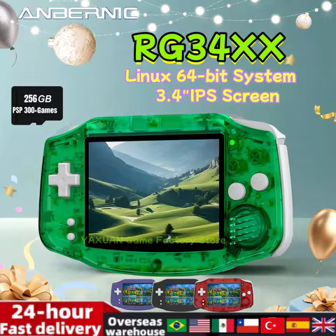 ANBERNIC RG34XX Handheld Game Console 3.4inch IPS Screen Linux 64-bit System RG 34XX 32G Retro Video