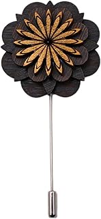 Wooden Flower Pin Men's Boutonnière Pin White Decorative Brooch for Wedding Suit and Festive Clothin