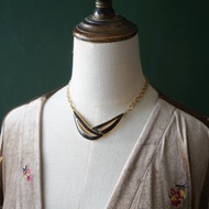 【老飾品/西洋老件】VINTAGE MONET黑金俐落古著項鍊