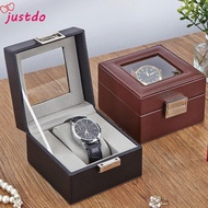 JUSTODO Watch Box, Wood 1 Watch Slot Watch Storage Box, Portable Leather Watch Collection Box Watch 