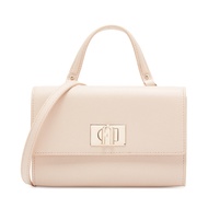 FURLA/FURLA Beige Cowhide 2022 Spring logo Lock Ladies Crossbody Bag Rectangular Bag Handbag